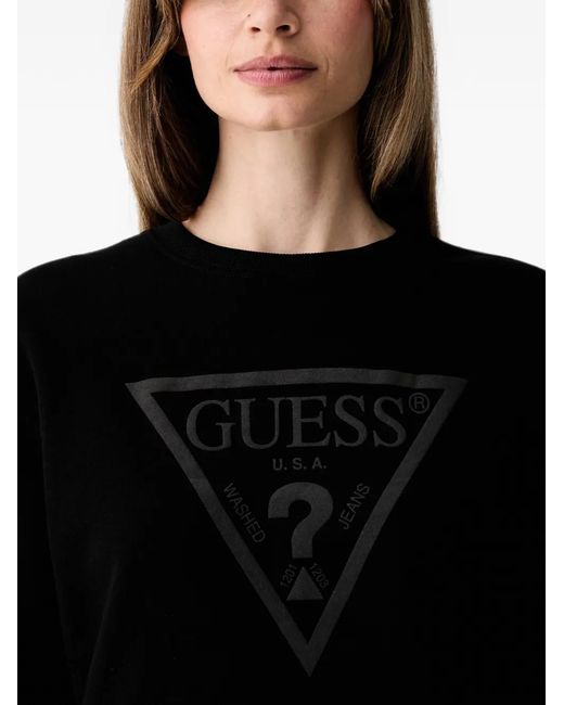 Guess Black Logo-Print Sweater