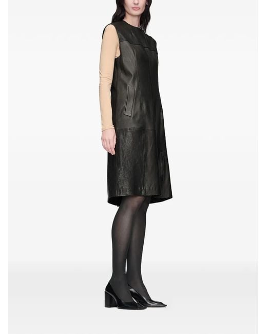 Maison Margiela Black Patchwork Leather Midi Dress