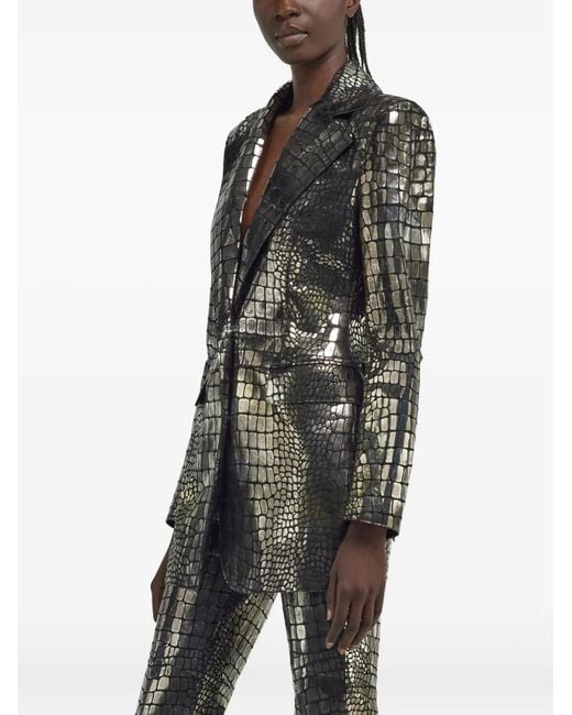 Roberto Cavalli Black Crocodile Effect Blazer