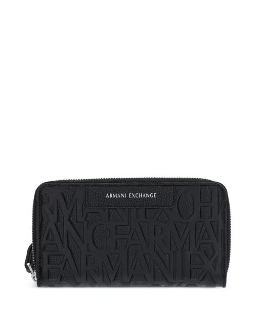 ARMANI EXCHANGE Black Logo-Embossed Continental Wallet