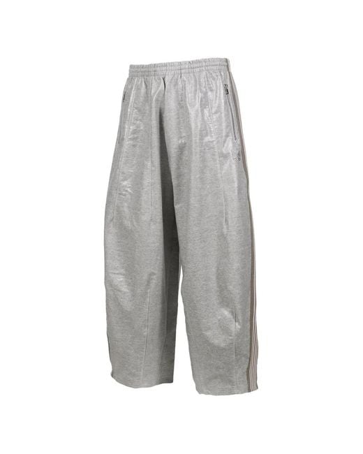 Needles Gray H.D. Butterfly-Embroidered Track Pants for men
