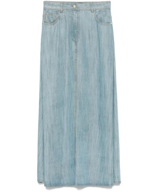 Kaos Blue A-Line Midi Skirt