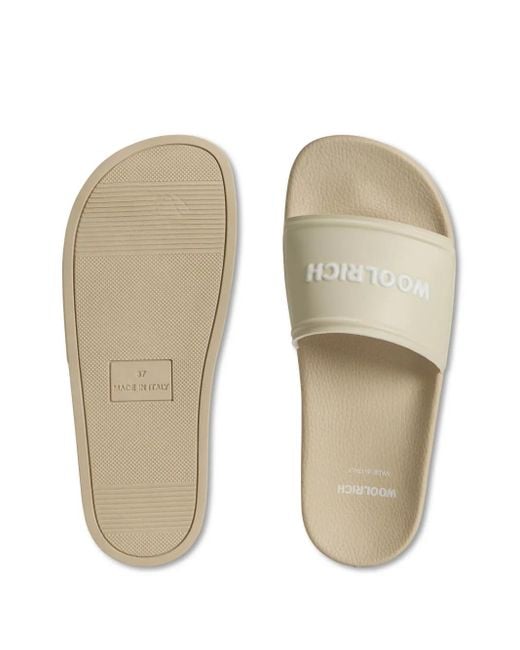 Woolrich White Logo-Embossed Slides
