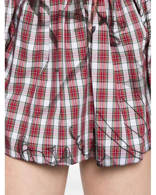 Vivienne Westwood Purple Plaid Draped Mini Dress