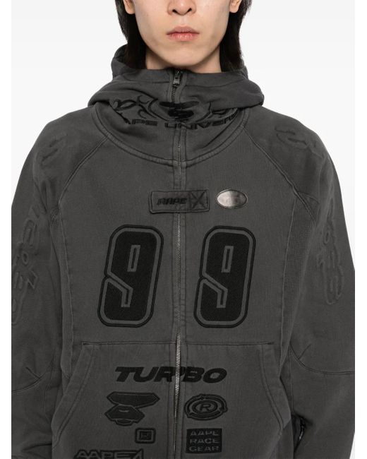 Aape By A Bathing Ape Black Motifs-Embroidered Hoodie for men