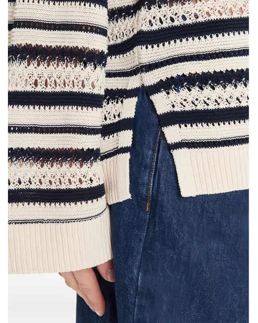 Maglione A Righe Con Colletto Stile Polo di Tommy Hilfiger in White