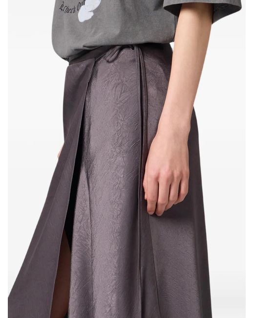 MSGM Purple Lace-Trim Wrap Midi Skirt