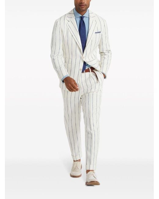 Pantalon fuselé à ourlet retroussé Brunello Cucinelli pour homme en coloris White