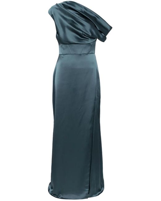 Amsale Blue Off-Shoulder Corset Dress