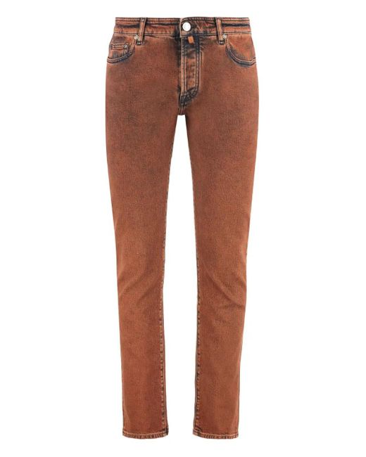 Moorer Brown Five-Pocket Jeans for men