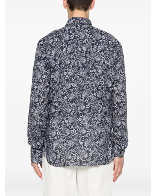 Barba Napoli Blue Paisley Shirt for men