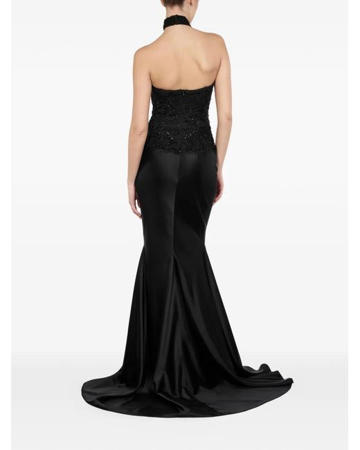 ALEXIA & ANTONIA Black Embellished Lace Halter Top