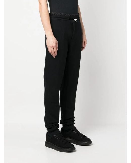 Philipp Plein Black Logo-Patch Drawstring Track Pants for men