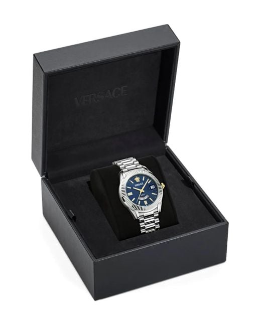 Versace Blue Greca Gmt Fluted 41Mm for men