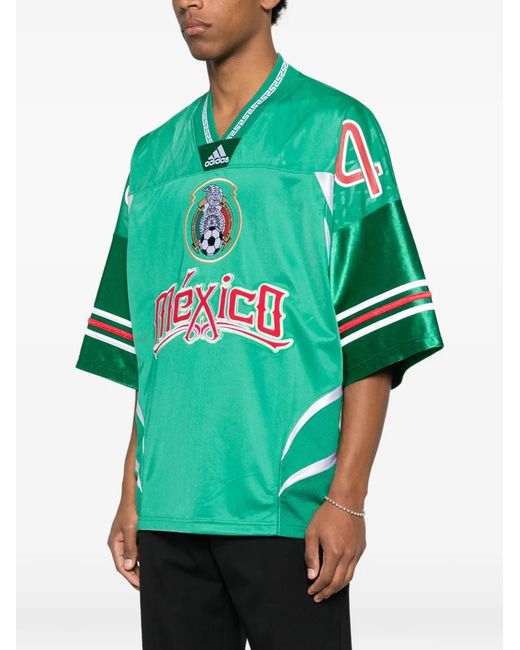 Adidas Green Embroidery-Logo Short-Sleeve T-Shirt for men