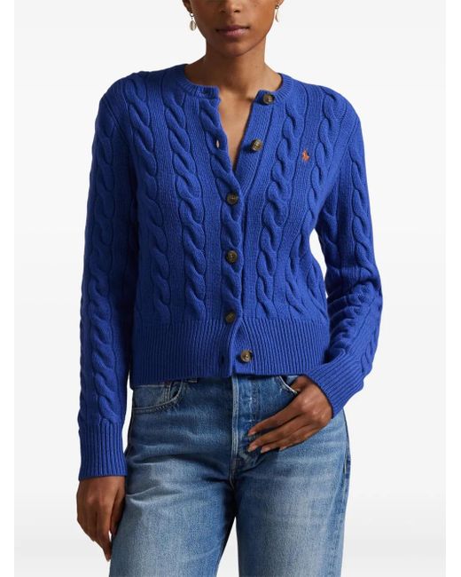 Polo Ralph Lauren Blue Cable-Knit Cardigan