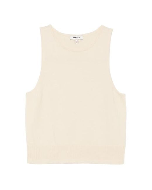 Sandro Natural Sleeveless Fine Knit Vest
