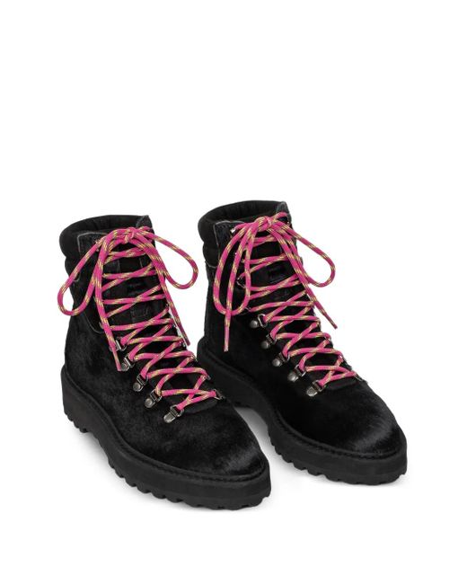 Diemme Black Haircalf Lace-Up Boots