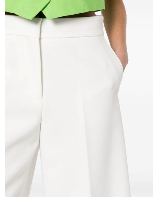 MSGM White Wide-leg Cropped Trousers