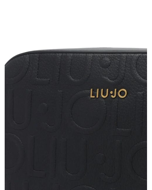 Liu Jo Black Medium Logo-Embossed Crossbody Bag