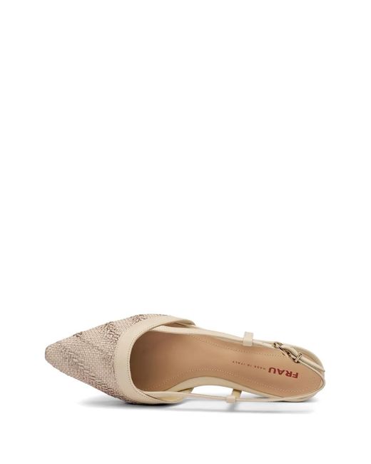 Frau White Herringbone-Effect Raffia Pumps