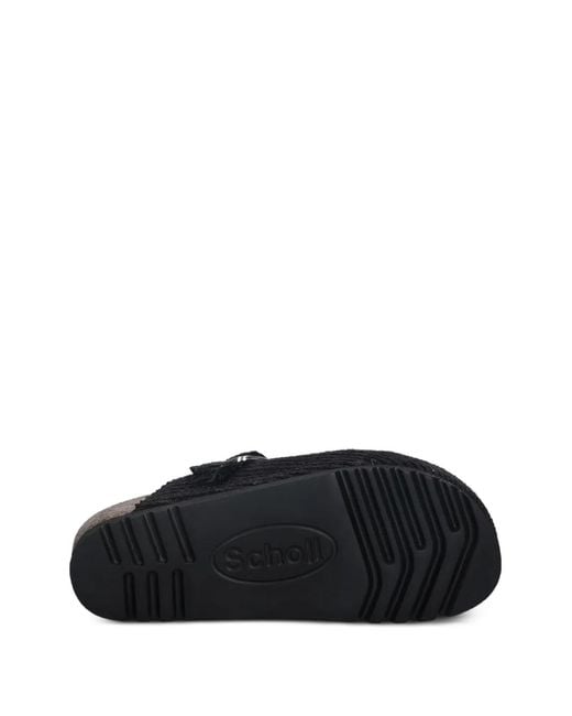 Scholl Black Mules Fae En Velours Côtelé