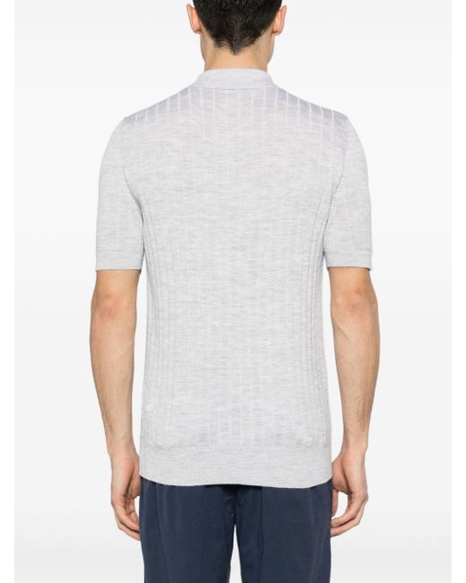 Eleventy White Short-sleeve Knitted Polo Shirt for men