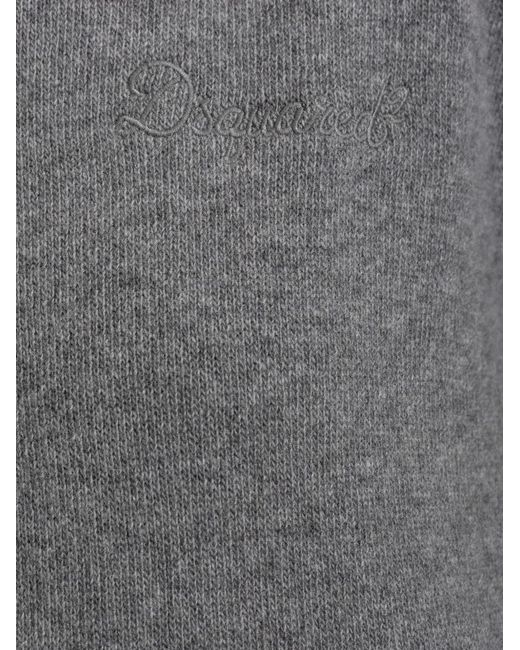 DSquared² Gray Logo-Embroidered Knit Hoodie Sweater