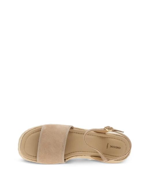 Geox Natural Alemeria Suede Platform Sandals