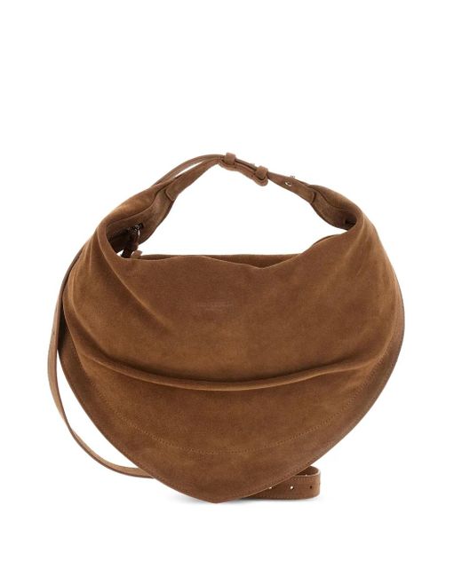 FEDERICO CINA Brown Drapierte Tortellino Wildleder-Schultertasche