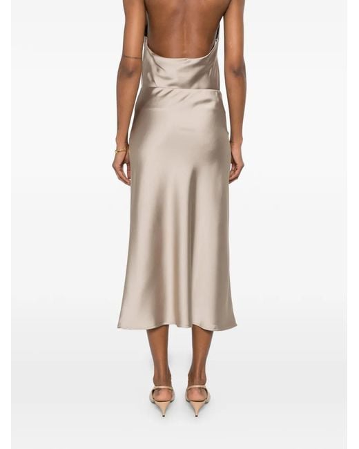 Imperial Natural Satin-Finish Flared Midi Skirt
