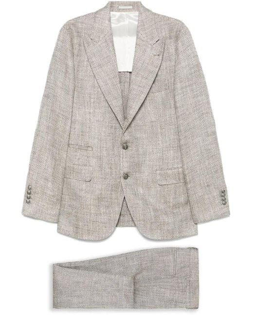 Brunello Cucinelli Gray Herringbone Suit for men
