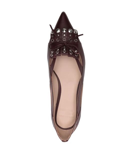 Scarosso Brown Cherry Leather Ballerina Shoes