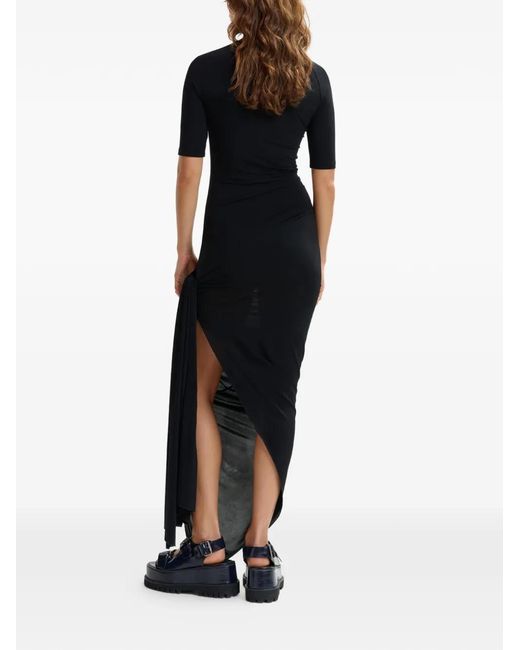 Essentiel Antwerp Black Ruched-Detail Asymmetric Dress