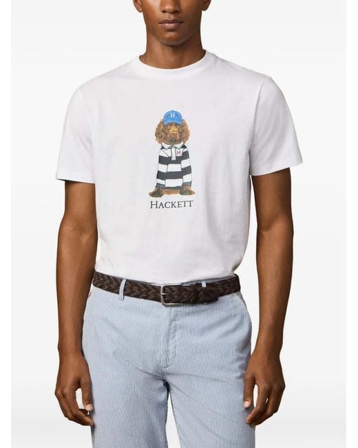 Hackett White Heritage Harry Print T-Shirt for men