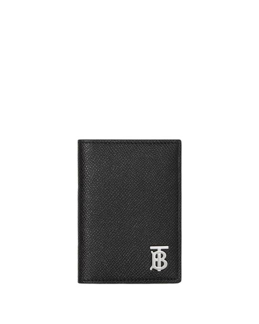 Burberry Black Monogram-motif Grainy-leather Card Case for men