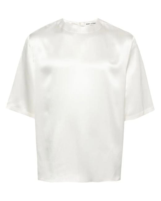 Camiseta de satén Saint Laurent de hombre de color White
