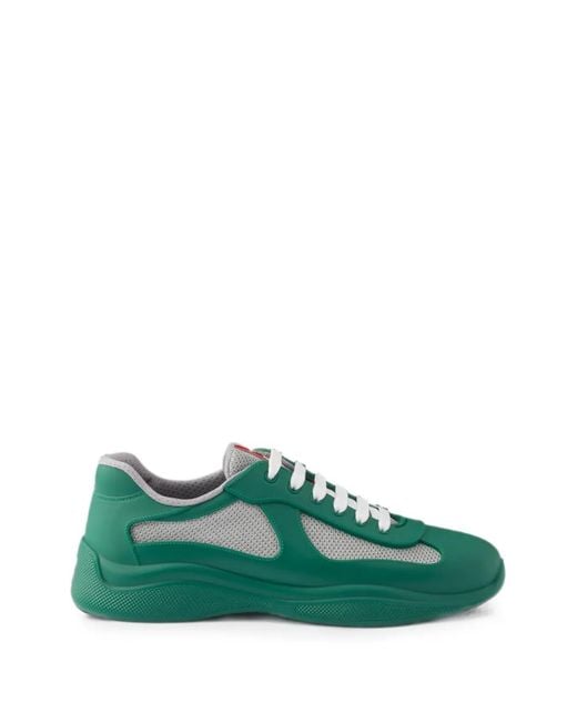 Prada Green America's Cup Soft Rubber And Bike Fabric Sneakers for men
