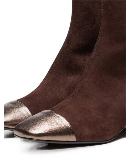 Poche Paris Brown Metallic-Tip Ankle Boots