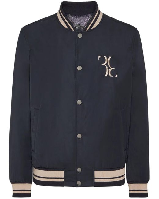 Billionaire Blue Logo-Embroidered Bomber Jacket for men