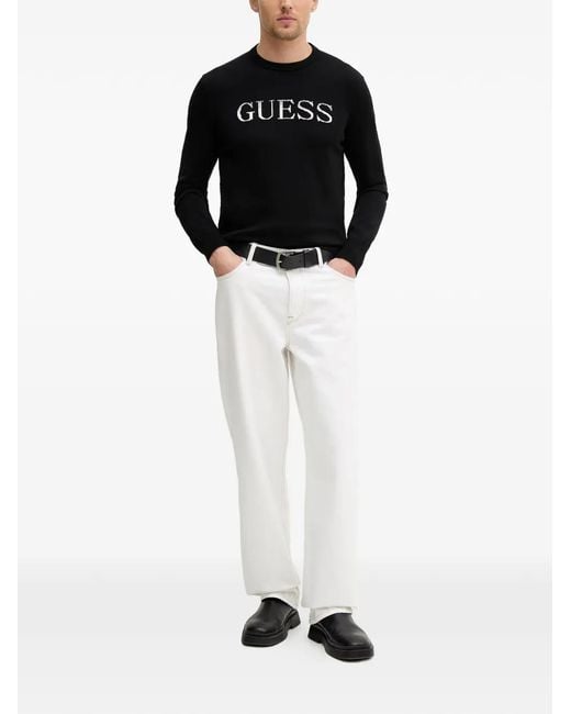 Guess Black Crew Neck Sweater for men