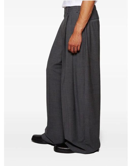 Alexander Wang Gray Pleated Check-Pattern Trousers for men