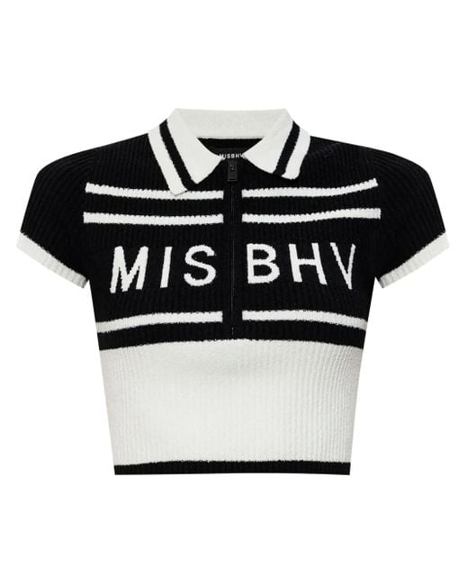 M I S B H V Black Cotton Short Polo With Logo