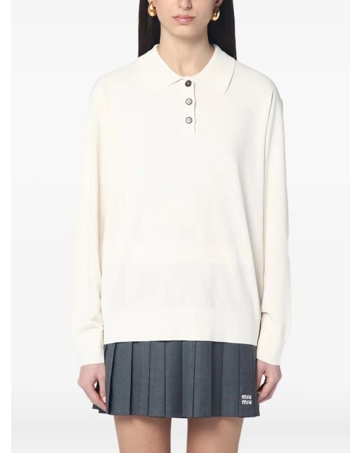 THE GARMENT ロングスリーブ ポロシャツ White