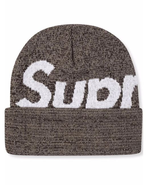 Supreme Gray Big Logo Beanie