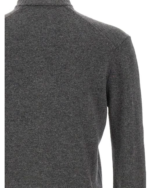 Lacoste Gray Half-Zip Embroidered Sweater for men