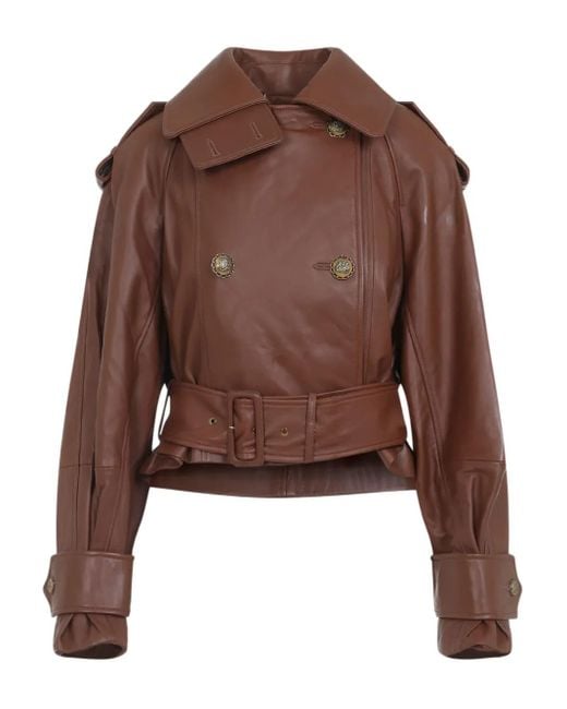 Zimmermann Hypnotic Leren Jack Met Ceintuur in het Brown