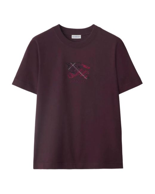 Burberry Purple T-Shirt mit Ritteremblem