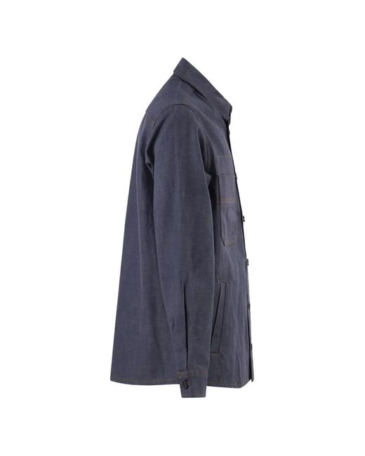A.P.C. Blue Contrast-Stitched Denim Jacket for men