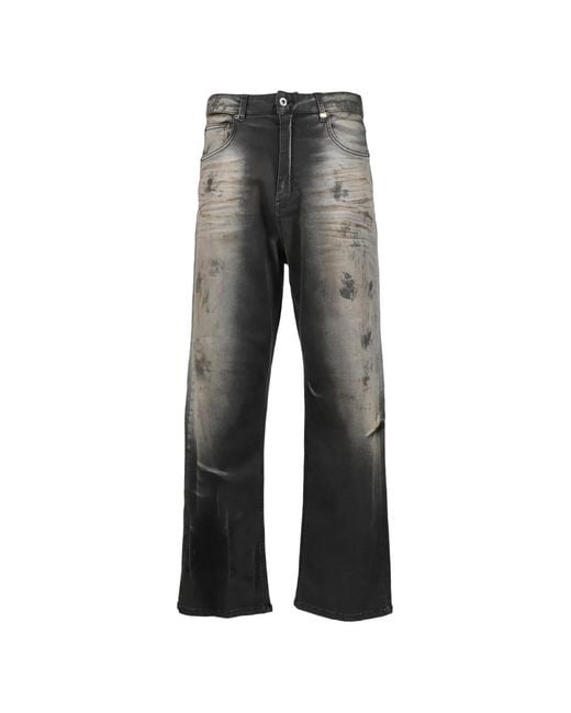 we11done Gray Dirty-Washed Jeans for men